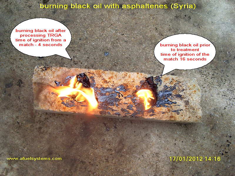 burning watered mazout mixed with port bilge water without failure of the flame. Recycling 